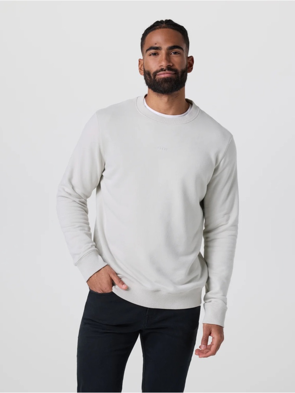 Vuori Light Gray Cypress Crewneck Sweatshirt in Salt Size Small - Picture 4 of 6